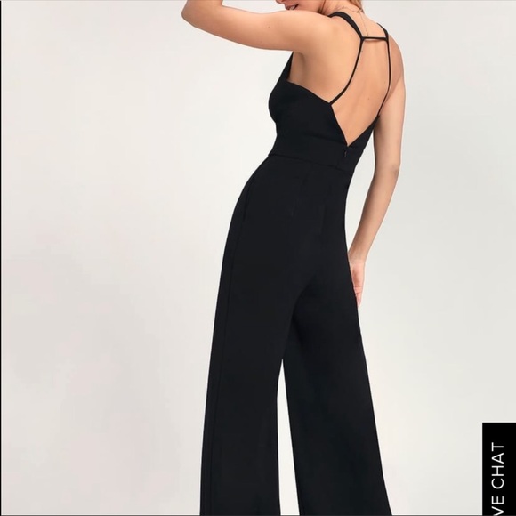 Lulu’s Black Wide Leg Open Back Jumpsuit S - Picture 3 of 4